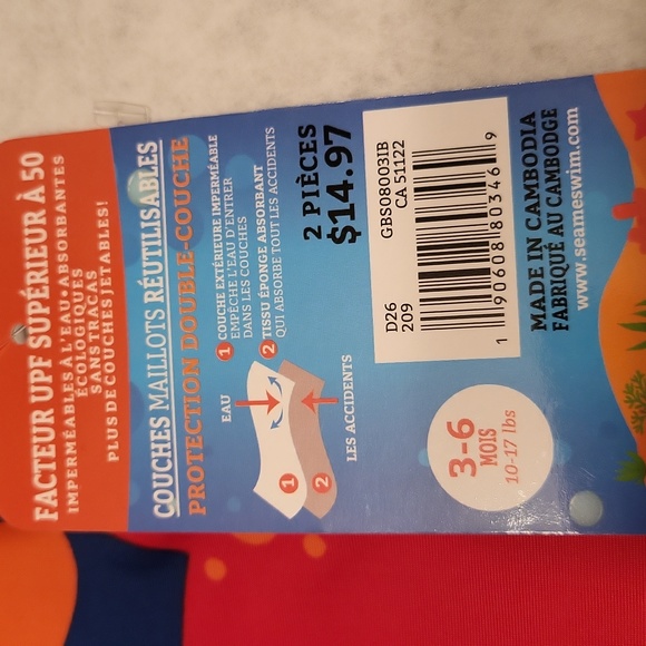 NWT two piece swimsuit with diaper lined bottom - Picture 5 of 7